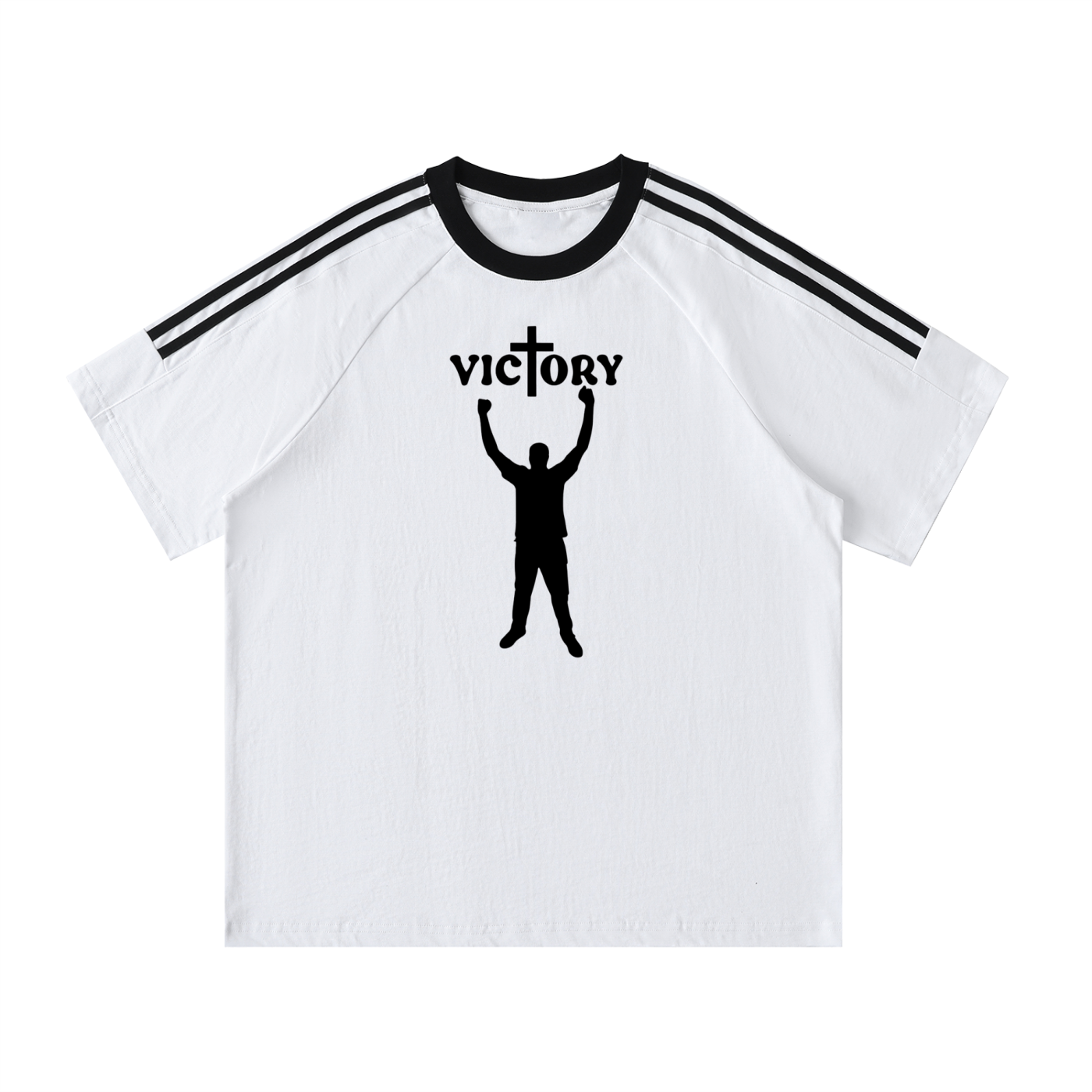 Contrast Tape Crewneck Cotton T-Shirt