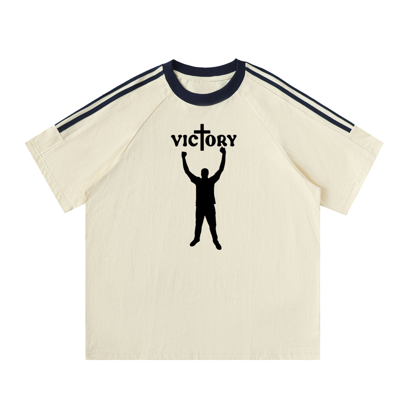 Contrast Tape Crewneck Cotton T-Shirt