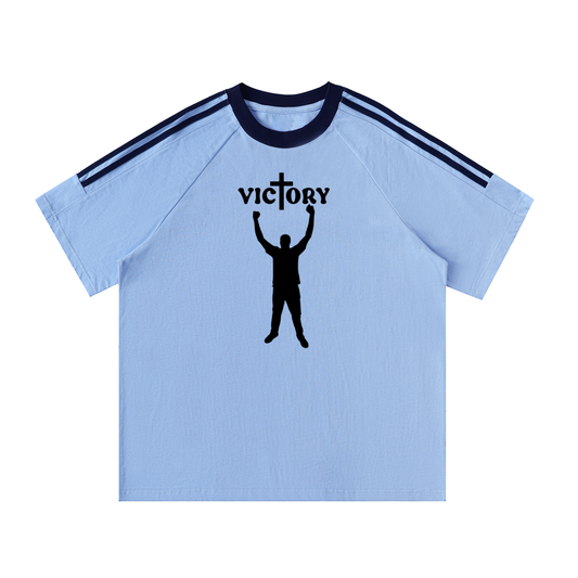 Contrast Tape Crewneck Cotton T-Shirt
