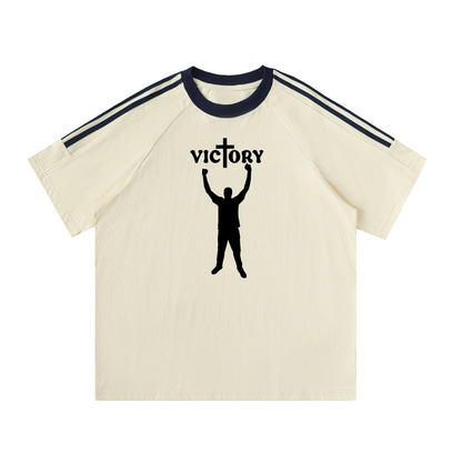 Contrast Tape Crewneck Cotton T-Shirt